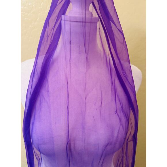 Vintage Sheer Purple Neck Scarf with Hole on the End for Easy Wear - Picture 2 of 5